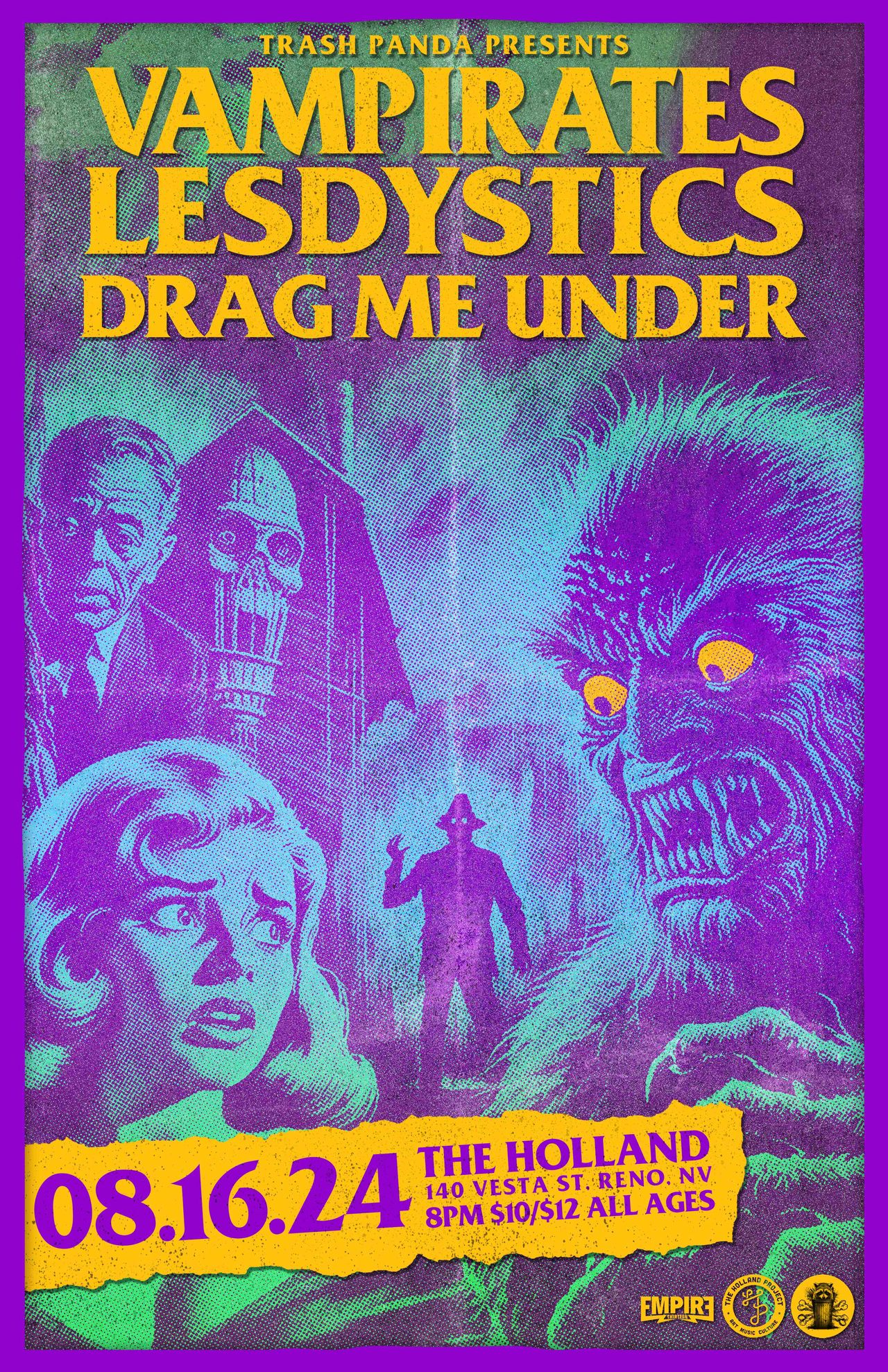 Flyer for Vampirates, Lysdexics, and Drag Me Under at Holland Project.